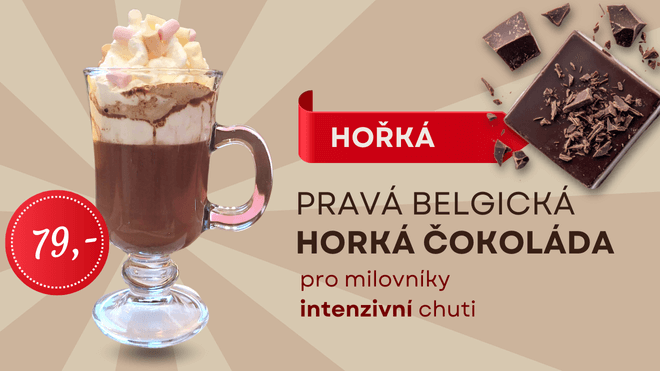 Belgická horká čokoláda tmavá v cukrárně Větrník