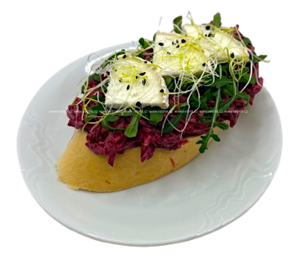 Chlebíček řepa a kozí sýr